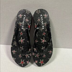 Coach Black Flip Flops with Star Design Size 7